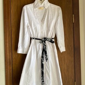 Moulinette Soeurs Vetements Anthropologie White Longsleeve Belted Dress